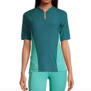 Xersion Womens Mock Neck Short Sleeve Jersey , Sz XXL , Blue 925581